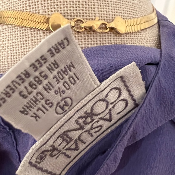 100% Silk Vintage Periwinkle Purple Blouse Size M🎀 - Picture 5 of 5